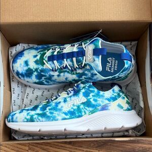 Fila Blue and Green Tie-Dye Athletic Shoes